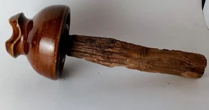 VTG Porcelain/Ceramic 2 3/4" Light Brown Glazed Electric Insulator & Wooden Peg - Picture 1 of 10