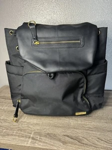 Skip Hop Baby Diaper Backpack Bag - Black W/ Gold Zipper Accents Pockets EUC - Picture 1 of 21