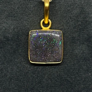 Australian Andamooka Square Cut Galaxy Opal Necklace - Picture 1 of 3