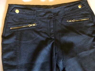 Pantalones Express Negros Mujer Mezcla de Lana Carrera Elegante Cremallera Bolsillos Correa Tobillo Talla 2 Foto 1 de 4