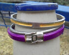 2 Bracelets Jonc Rigide  Metal Violet Et Argent  Vintage 80  Bangles N3349/2