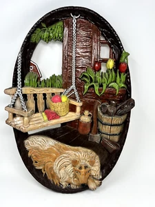 Vintage burwood products company 1974 decorative 3D wall hanger Collie 12x18 - Picture 1 of 5