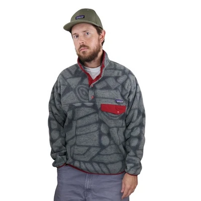 Patagonia Synchilla Fleece Snap-T Pullover Mens L Aztec Stones Shale Vtg Jacket - Image 1 of 4
