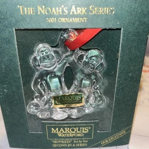 Marquis Waterford Noahs Ark MONKEYS Two By Two Second in Series Crystal Ornament - Picture 1 of 2