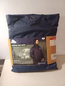 NEW Men’s Rainier Essential Raincoat Jacket Navy Blue w/Hood. Size: Large - Picture 1 of 8
