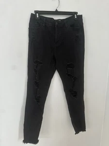 True Craft Damen Junior Distressed Skinny schwarz Denim Jeans Größe 11Y2K Grunge - Bild 1 von 8
