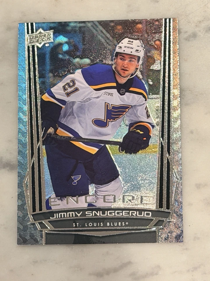 2025-26 Upper Deck Series 1 Jimmy Snuggerud Encore #E-1 St. Louis Blues Rookie - Image 1 of 2