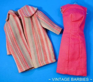 Vintage Barbie Doll Sized Pink Dress & Coat MINTY ~ 1960's - Picture 1 of 9