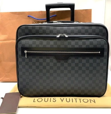 AUTÉNTICO Louis Vuitton Damier Graphite Pilot Case N23206 Trolley Bag con bolsa i110832 Foto 1 de 4