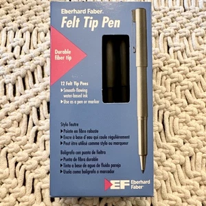 Vintage Eberhard Faber Felt Fiber Tip Pen Box Of 12 Black 61011 New & Tested - Picture 1 of 3