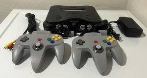Nintendo 64 Original N64 + 2 Controllers & Power Adapter Cables Tested & Working - Picture 1 of 14