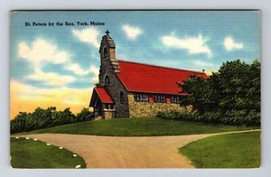 Tarjeta postal de recuerdo vintage York ME-Maine, St Peters By The Sea Church, c1963 - Imagen 1 de 2