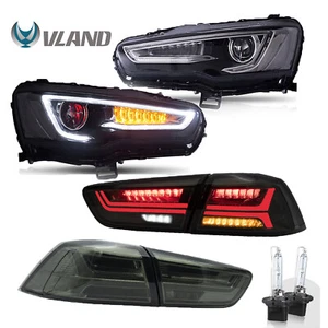 LED Demon Headlights + Taillights w/Bulbs Fit Mitsubishi Lancer EVO X 2008-2017 - Picture 1 of 18