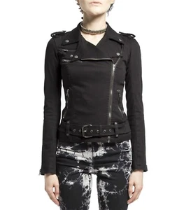 Tripp NYC Goth Punk Barbie Rocker Niño Salvaje Negro Motociclista Moto Emo Cremallera Chaqueta - Imagen 1 de 5