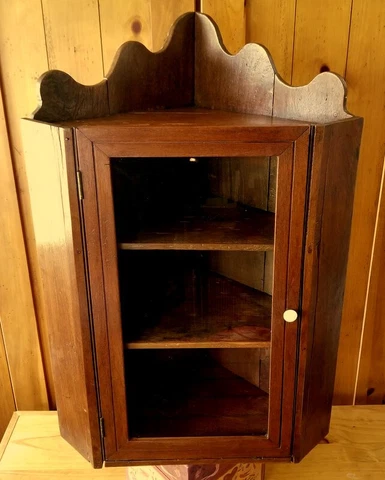 Antique PA. Hanging Corner Cabinet Cupboard 19thc. Primitive Farmhous PIE SAFE Cover