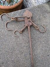ANTIQUE WROUGHT IRON GAME / GRAIN WEIGHING HANGING CHAIN HOOK - 31 INCH