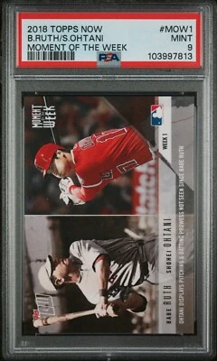 PSA 9 2018 Topps Now Moment Of The Week MOW1 Shohei Ohtani RC Babe Ruth DODGERS - Image 1 of 2