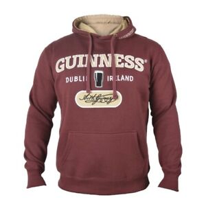 Arthur Guinness Signature Dublin Ireland Burgundy Hooded Hoodie Sweatshirt New