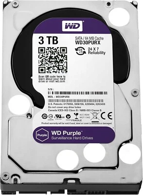 WD Purple 3 TB Surveillance Internal Hard Drive 3.5 " WD30PURX - Image 1 of 4