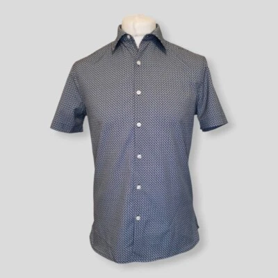 Perry Ellis Shirt Mens Size S Blue Short Sleeve Geometric Pattern Shirt  - Image 1 of 4