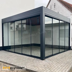 Glasschiebewand Glasschiebetür Glaswand Aluminium Terrasse Windschutz 2,8 x 2 m - Bild 1 von 24