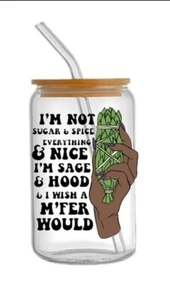 1 Piece Cuss words adult UV DTF Cup Wrap, Transfer Stickers for Glass Uv DTF - Picture 1 of 2