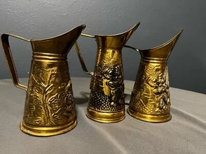 Brass Decorative Beer Steins/Pitchers Set Of 3 Made In England - Picture 1 of 3