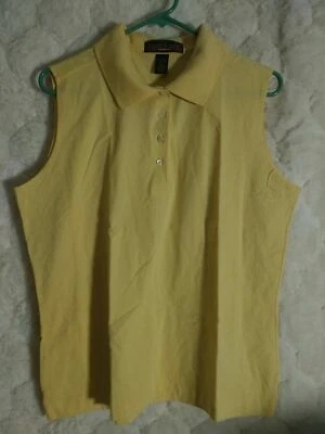 Cross Creek Womens XL Canary Yellow Sleeveless Blouse With Buttons Foto 1 de 3