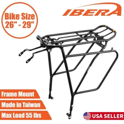 Portabicicletas trasero Ibera Touring Carrier Plus para montaje de freno de disco MTB Fat Tire Bike Foto 1 de 4