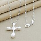 Wholesale 925 Sterling Silver Filled Cross Pendant Necklace Women Jewelry Gift