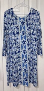 Abito Lilly Pulitzer Ophelia Swing donna grande ottenere tronco blu elefante reticolo - Foto 1 di 11
