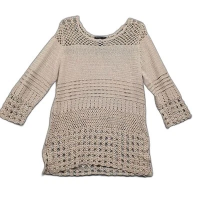 Maurice Sasson Mujeres Crema Crochet Mezcla de Lino Tejido Abierto Boho Festival Talla M Foto 1 de 4