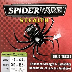 SPIDERWIRE STEALTH Moss Green Braided Fishing Line 200YD -CHOOSE LB