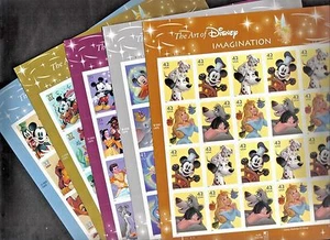 THE ART OF DISNEY US #3865-68 #3912-15 #4025-28 4192-95 4342-45 MINT 5 SHEET SET - Picture 1 of 6