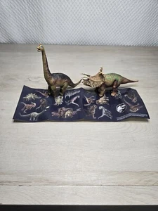 BRACHIOSAURUS And Triceratops Figurine Toys With Stickers - Picture 1 of 5