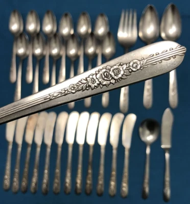 30 Piezas ROYAL ROSE Plateado CUCHARAS ESPARCIDORES Y PIEZAS PARA SERVIR Plato Nobleza Foto 1 de 4