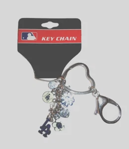 LOS ANGELES LA DODGERS MLB NWT KEYCHAIN 5 CHARM SILVER PURSE BACKBACK DANGLE - Picture 1 of 6