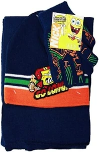 Spongebob Squarepants 3 Piece Set Blue Beanie Gloves Scarf for Boys Girls - Picture 1 of 3