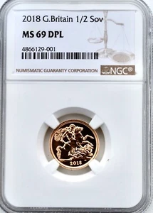 2018 Gold Half Sovereign NGC MS69 DPL Great Britain 1/2 Sov - Picture 1 of 3