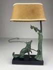 Max Le Verrier Art Deco Lampe Tischlampe Figur der Fuchs und die Trauben Rar