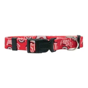 OHIO STATE BUCKEYES DOG COLLAR ADJUSTABLE NYLON LE CHOOSE SIZE - Picture 1 of 1