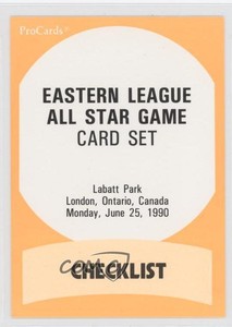 1990 ProCards Eastern League All-Star Game Checklist #EL-1