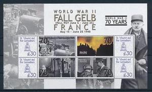 [81133] St. Vincent & Gren. 2009 World War II Fall Gelb France Sheet MNH - Picture 1 of 1