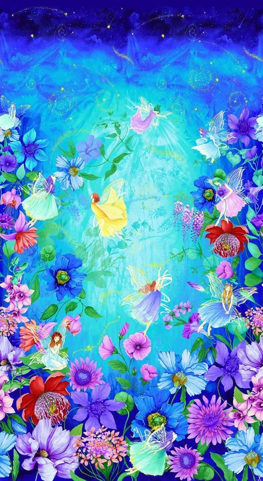 Фея феи сад цветы хлопок ткани вечные сокровища C7236 24» панели - Изображение 1 из 1