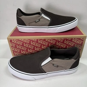 Scarpe Vans Asher Deluxe da uomo taglia 8 slip on scamosciate comode in maglia caffè - Foto 1 di 9