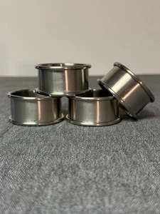 Vintage Web Pewter Napkin Rings Set Of 4 Satin Finish  - Picture 1 of 5