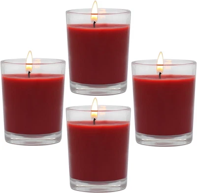 4 paquetes de velas votivas de color borgoña rojo sin perfume en vidrio, 2 pulgadas naturales S Foto 1 de 4