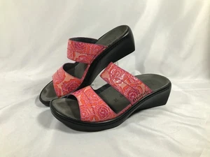 Mephisto Mobils Pink Floral Flower Design Wedge Sandals Womens 25cm US 5.5 EU 38 - Picture 1 of 18