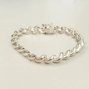 925 Italy Sterling Silver Vintage San Marco Chain Link Bracelet 7" - Picture 1 of 9