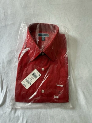 Camisa de vestir Club Room para hombre 17 1/2 calce regular rojo tango XL abotonada nueva con etiquetas Foto 1 de 4